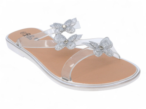 LJ-11253;CLEAR BUTTERFL SANDAL