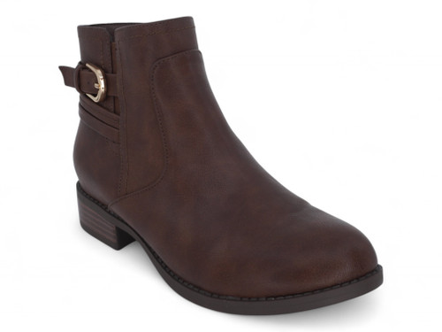 BRWN VGN LTHR LOW BOOTIE