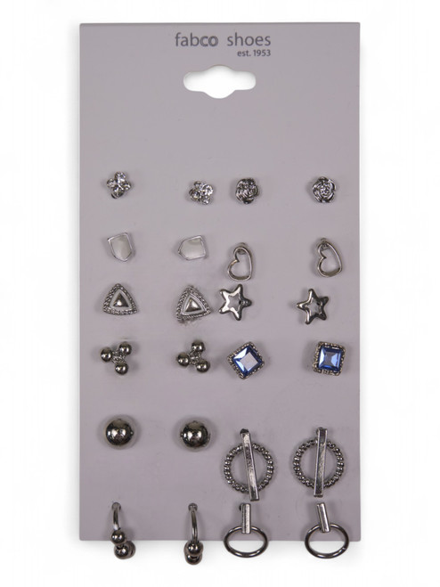Silver Assorted Earrings-12 Pack