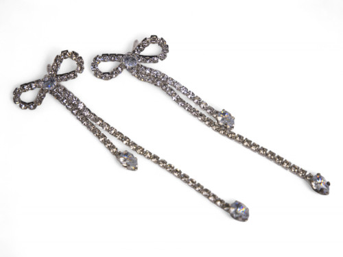 Silver CZ Bow Earring