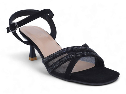 BLK FX SD MESH KITTEN HEEL