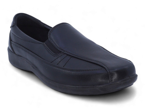 BLK VGN LTHR ELSTIC SHOE