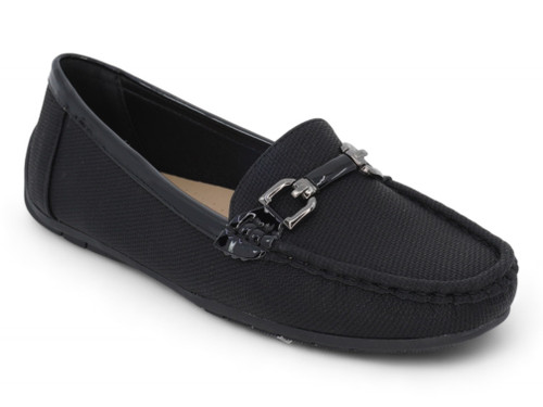 BLK VGN LTHR TWEED LOAFR