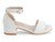 GIRLS WHT PLAIN PU BLOCK HEEL