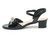 GIRLS BLK PAT STUDD BOW HEEL