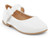GIRL WHT PU STRP BOW FLAT