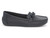BLK TEXTURED PU CHAIN SLIPON