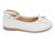 TOD PEARL WHT ANKLE STRP FLAT