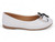 GIRLS WHT BLACK TRIM BOW FLAT