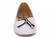 GIRLS WHT BLACK TRIM BOW FLAT