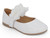 GIRL WHITE PAT FLWR STRP FLAT