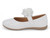 GIRL WHITE PAT FLWR STRP FLAT
