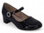 GIRLS BLK PAT ORNMT PUMP