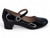 GIRLS BLK PAT ORNMT PUMP
