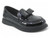 GIRLS BLK PAT BOW LOAFER