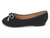 girls black bow flat