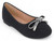 girls black bow flat