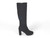 BLK FX SUEDE THICK HEEL BOOT