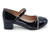 GIRL BLK PAT STONE FRONT HEEL
