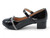 GIRL BLK PAT STONE FRONT HEEL