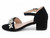 GIRL OPEN BLK FLWR STRAP HEEL