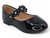 BLK PATENT FLWR STRAP MJ FLAT