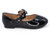 BLK PATENT FLWR STRAP MJ FLAT