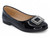 GIRLS BLACK PATENT BUCKLE FLAT
