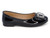 GIRLS BLACK PATENT BUCKLE FLAT
