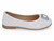 GIRLS WHITE PATENT BUCKLE FLAT