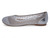 GIRLS SILVER MESH STONE FLATS