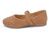 GIRLS BROWN NUBUCK FLOWER FLAT