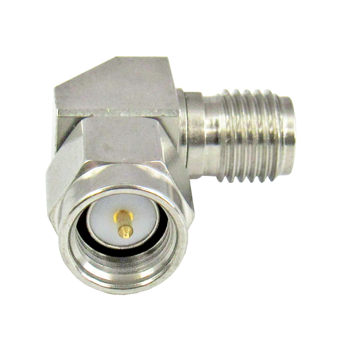 C3439 SMA Internally Swept Right Angle Adapter Male to Female 27Ghz VSWR 1.15