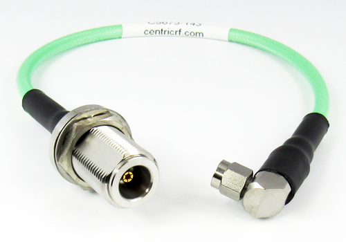 C5673-143-XX Custom N/Female Bulkhead to SMA/Male Right Angle Cable Assembly w LL142 Centric RF