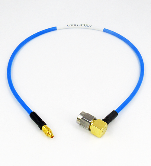 C6973-087-XX Custom Cable MMCX/Plug to SMA/Male Right Angle 6Ghz CRF086MF Flexible Centric RF