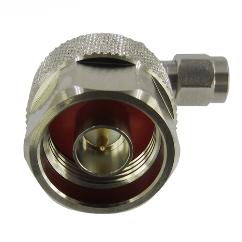 C3572 SMA Male to N Male R Angle Adapter 6Ghz VSWR 1.15 S Steel SMA Brass N