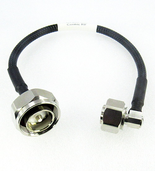 C7686-050-XX 4.3/10 Male Right Angle to 7/16 Male .250 Superflexible Corrugated Custom Low PIM Cable Assembly 3GHz Centric RF