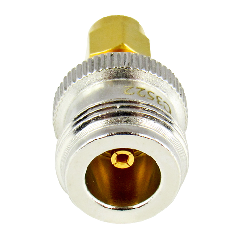 C3522 SMA Male to N Female Adapter 11Ghz VSWR 1.2  Brass 4 in-lbs