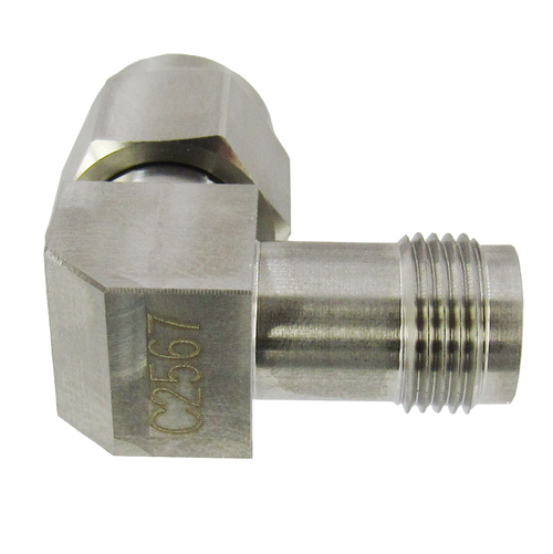 C2567 TNC Right Angle Adapter 18Ghz M/F Swept Contact VSWR 1.2  S Steel