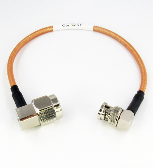 C7080-142-XX Custom Cable BNC/Male Right Angle to N/Male Right Angle RG142 3GHz Centric RF