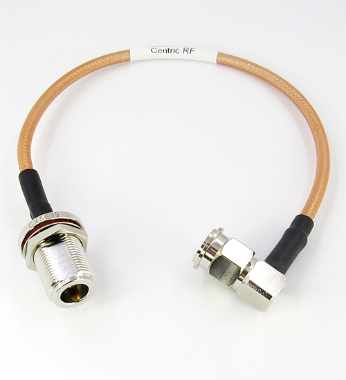 C5672-142-XX Custom Cable N/Female Bulkhead to TNC/Male Right Angle RG142 3Ghz Centric RF