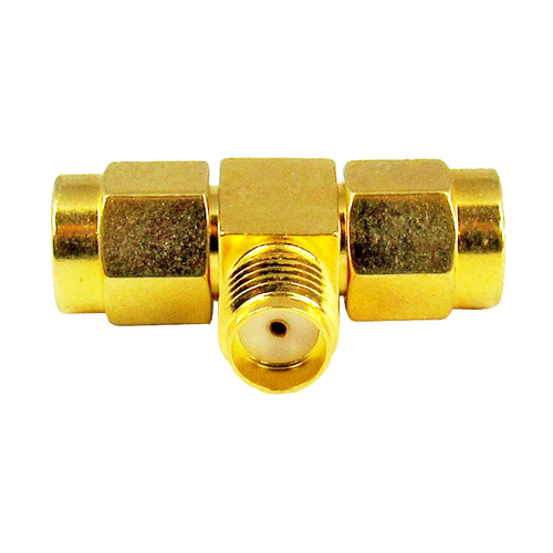 C3294 SMA T Adapter M-F-M 6Ghz 3-5 in-lbs Au Plated Brass