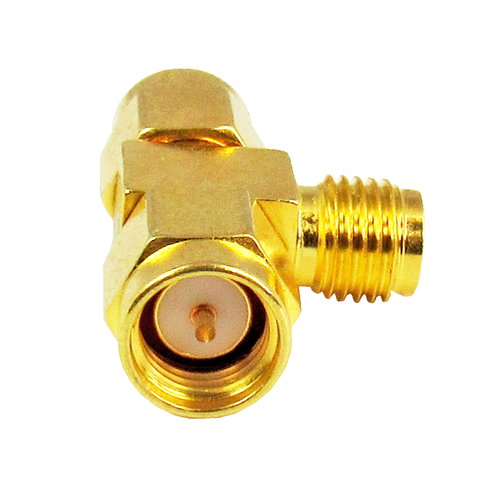 C3294 SMA T Adapter M-F-M 6Ghz 3-5 in-lbs Au Plated Brass