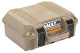 Pelican VCV100 Vault Case Small Size made of Polymer with Tan Finish, Heavy Duty Handles, Foam Padding & 2 Push Button Latches 11" L x 8" W x 4.50" D Interior Dimensions - 019428170875