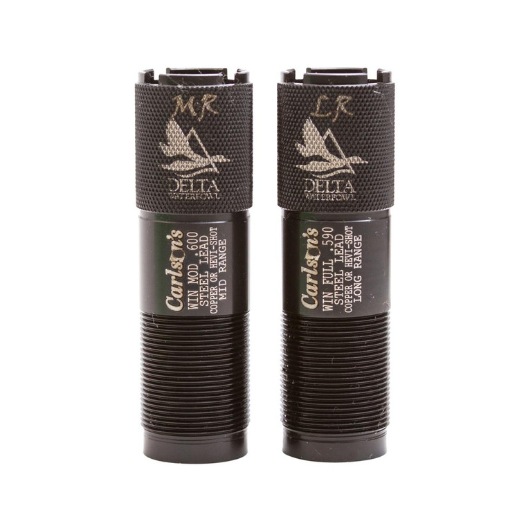 Carlson's Choke Tubes 07471 Delta Waterfowl  WinChoke, Browning Invector, Mossberg 500 20 Gauge Mid-Range, Long-Range 17-4 Stainless Steel Blued 2 Per Pack - 723189074715