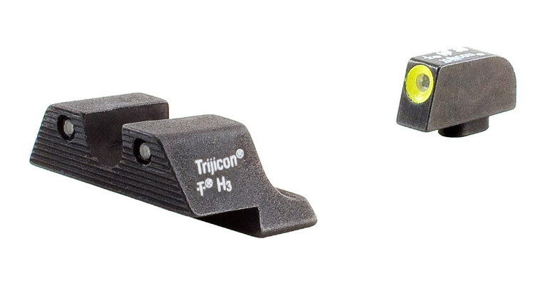 Trijicon 600540 HD Night Sight Set 3-Dot Tritium Green with Yellow Outline Front, Green with Black Outline Rear Black Frame for Most Glock (Except MOS Variants) - 719307209640
