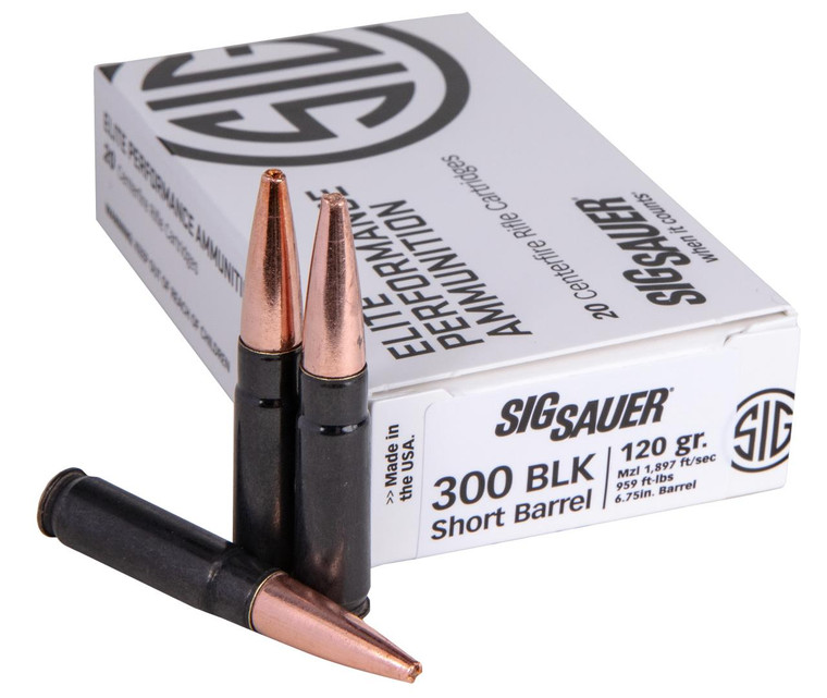 Sig Sauer E300H1SBR20 Elite Performance  300 Blackout 120 gr 1897 fps Copper Solid 20 Bx/10 Cs - 798681594214