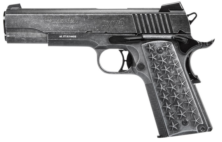 Sig Sauer Airguns AIR1911WTP 1911 We The People Air Pistol CO2 177 BB 17 Distressed Gray Frame Distressed Aluminum Grip - 798681587889
