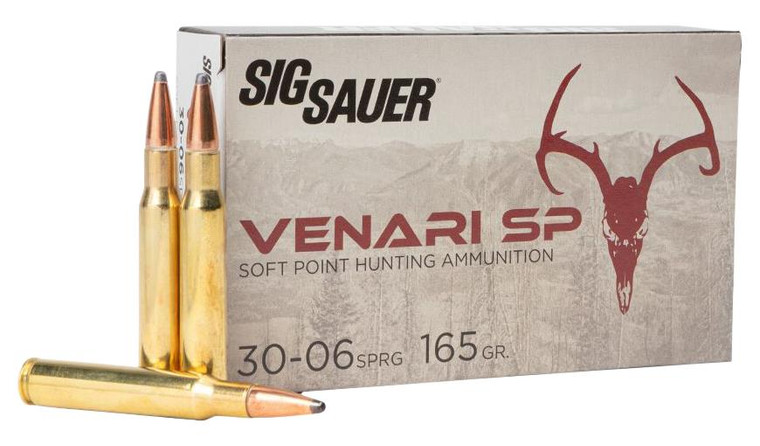 Sig Sauer V3006SP165-20 Venari  30-06 Springfield 165 gr 2900 fps Soft Point (SP) 20 Bx/10 Cs - 798681670055