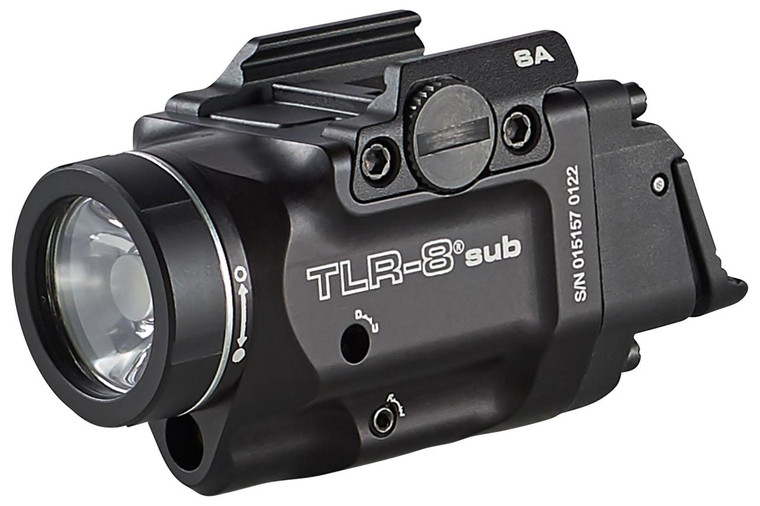 Streamlight 69419 TLR-8 Sub w/Laser Red Laser 500 Lumens 640-660nM Wavelength, Black 141 Meters Beam Distance, Fits Springfield Hellcat Handgun Rail Clamp Mount - 080926694194